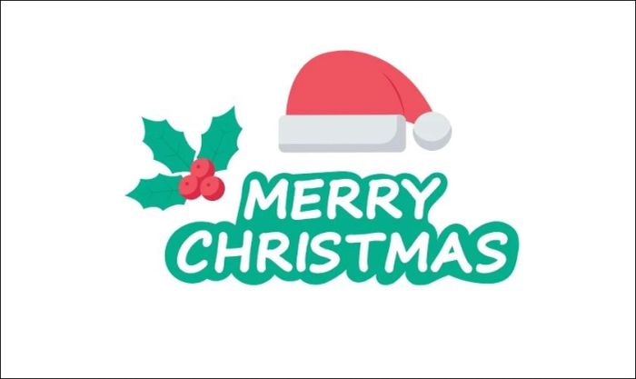 Logo Giáng Sinh kết hợp hình ảnh mũ và vòng hoa truyền thống