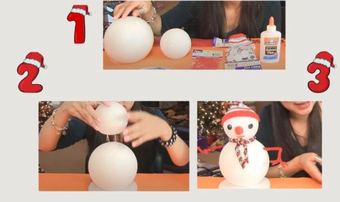 Hướng dẫn cách làm người tuyết từ xốp đơn giản để trang trí Giáng Sinh