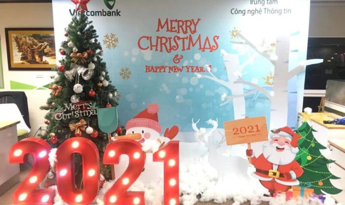 Mẫu backdrop Giáng Sinh phù hợp với công ty