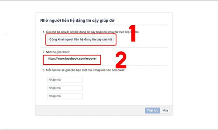 Hướng dẫn sử dụng liên hệ đáng tin cậy để khôi phục mật khẩu Facebook khi mất số điện thoại và email - Bước 4