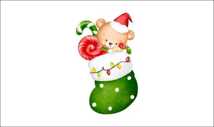 Vớ Giáng Sinh màu xanh lá dễ thương và bắt mắt