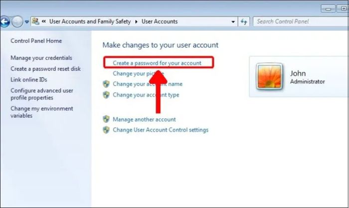 Nhấn vào Create a password for your account