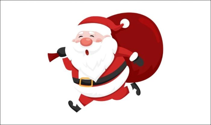 Ông già Noel với túi quà lớn trên lưng