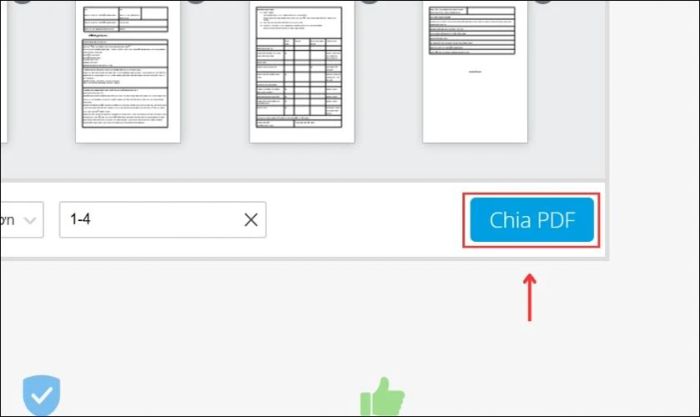 Nhấn vào Chia PDF và chờ vài giây để hoàn thành việc tách file