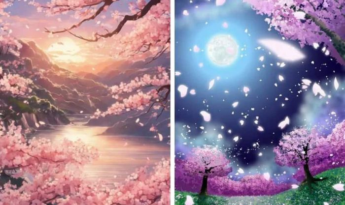 Hình nền hoa đào ngày Tết trong Anime