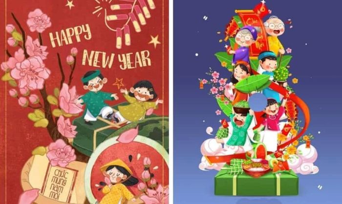 Hình nền hoa đào ngày Tết và bánh chưng đẹp nhất
