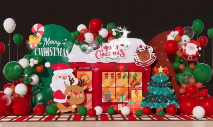 Backdrop nhiều màu sắc dùng để trang trí trường học