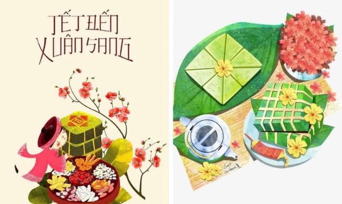 Hình nền hoa đào ngày Tết và bánh chưng đẹp mắt