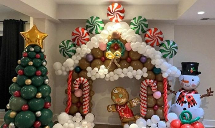 Backdrop đơn giản phù hợp để công ty đón Giáng Sinh