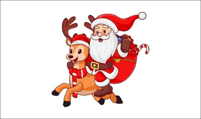 Ông già Noel đang cưỡi tuần lộc trong đêm Giáng Sinh