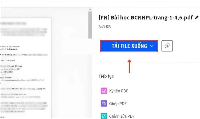 Nhấn vào Tải File xuống để lưu file vừa tách về máy
