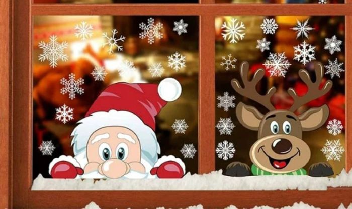 Decal ông già Noel và tuần lộc trang trí cửa sổ mới nhất