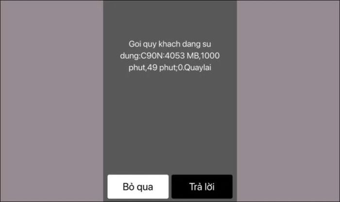 Chọn nhánh 5 để xem thông tin đăng ký gói cước