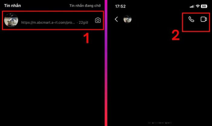 Hướng dẫn gọi video call trên Instagram bằng điện thoại bước 2