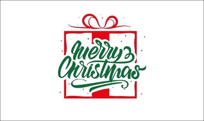 Logo Giáng Sinh hình hộp quà đáng yêu và ngộ nghĩnh