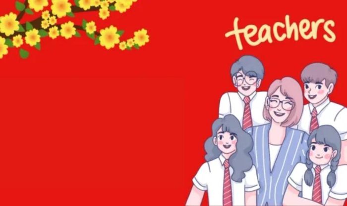 Những mẫu thiệp chúc Tết dành cho thầy cô với tông màu đỏ truyền thống