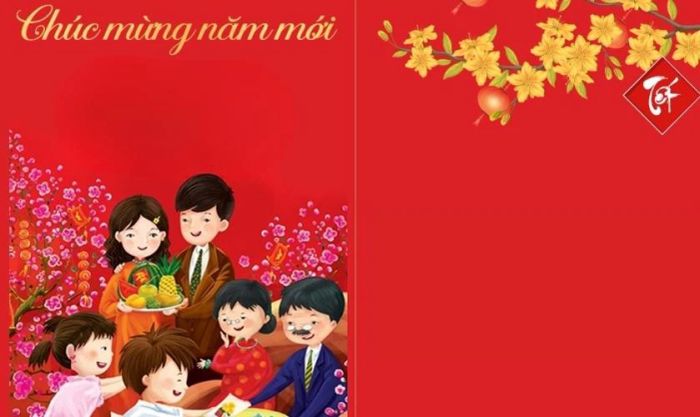 Thiệp chúc Tết ông bà với hình ảnh hoa mai