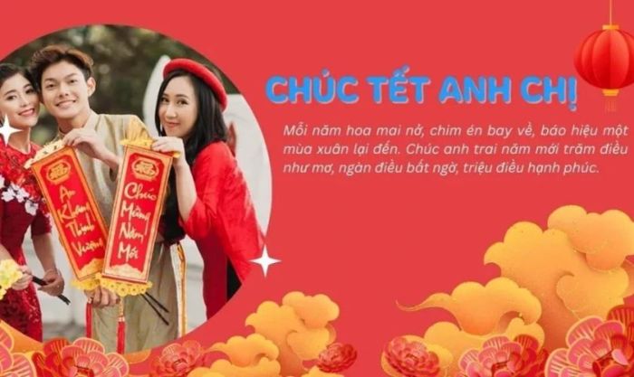 Thiệp chúc Tết anh chị em đẹp và mang phong cách đơn giản
