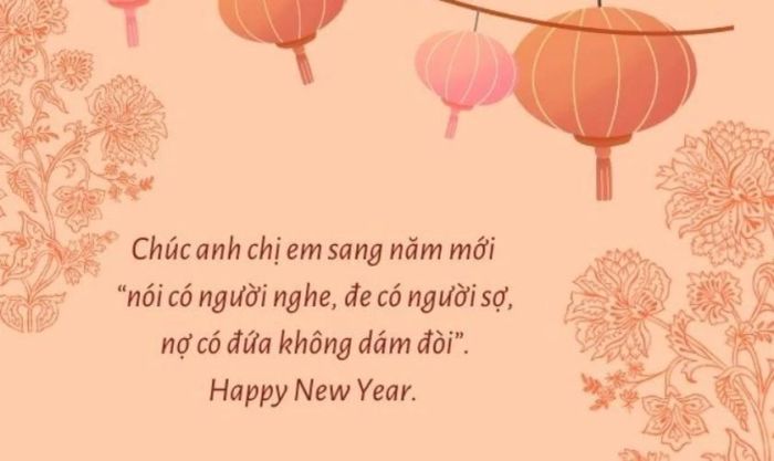 Thiệp chúc Tết anh chị em với thiết kế đơn giản mà tinh tế
