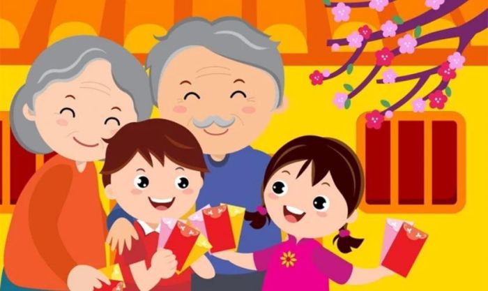 Thiệp chúc Tết ông bà đáng yêu và ấm áp