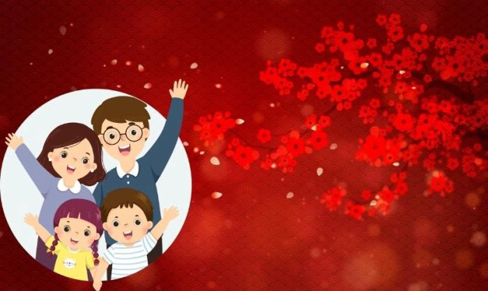 Thiệp chúc Tết bố mẹ với tông màu hồng dịu dàng