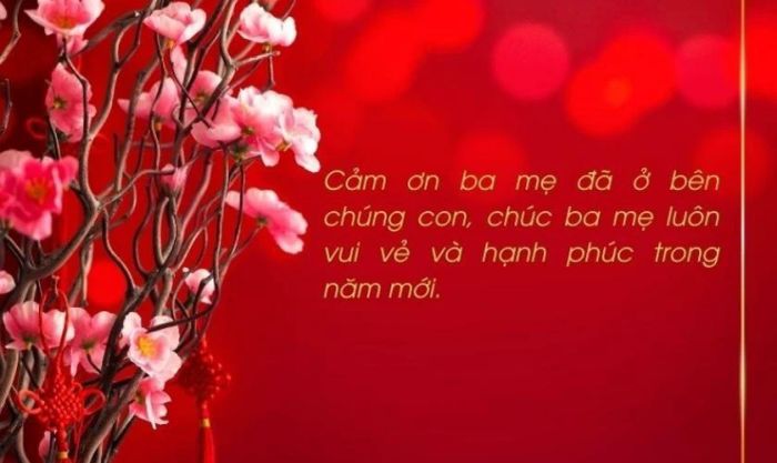 Thiệp chúc Tết bố mẹ với sắc đỏ rực rỡ
