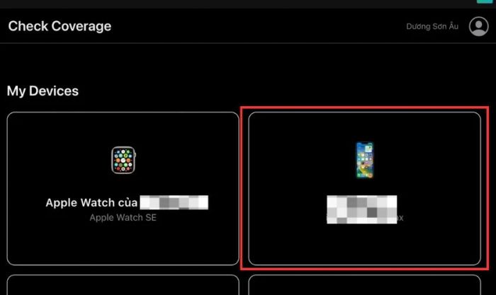 Chọn thiết bị iPhone cần kiểm tra ngày kích hoạt