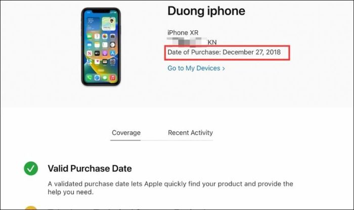 Thông tin ngày kích hoạt iPhone sẽ được hiển thị trên màn hình máy tính