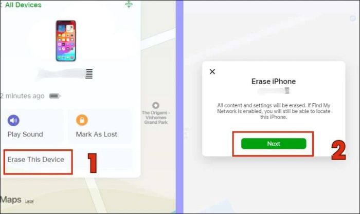 Nhấn chọn Xóa tài khoản khỏi thiết bị (Erase This Device)