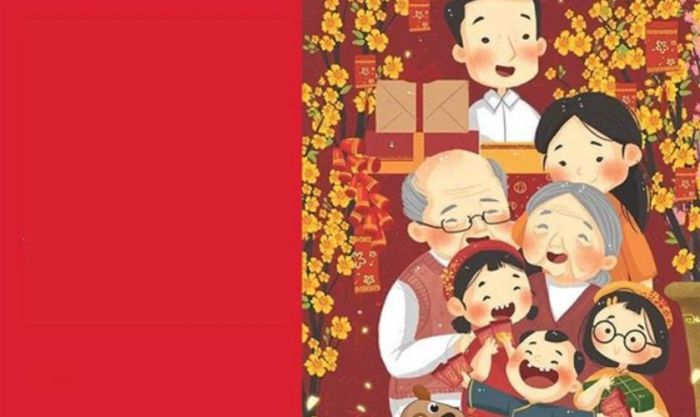 Thiệp chúc Tết ông bà rực rỡ sắc màu