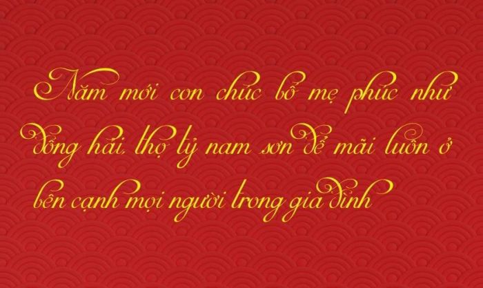 Thiệp chúc Tết bố mẹ với thiết kế đơn giản mà tinh tế