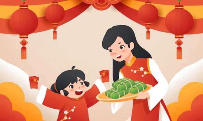 Thiệp chúc Tết bố mẹ với hình ảnh hoa đào rực rỡ