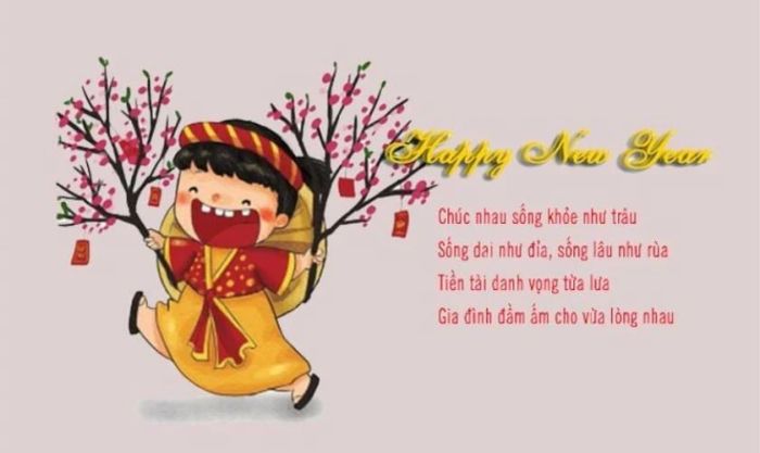 Thiệp mừng năm mới dành cho bạn bè và đồng nghiệp với phong cách dễ thương