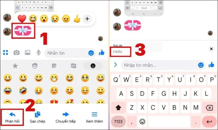 Nhấn giữ vào tin nhắn và chọn phản hồi để xem nội dung