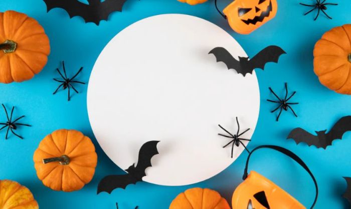 Hình nền Halloween với chủ đề bí ngô tông màu xanh