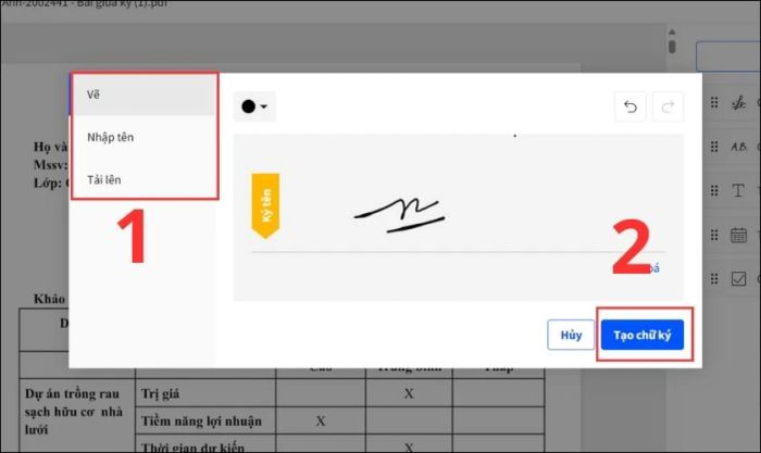 Nhấn Tạo chữ ký để công cụ tối ưu hóa chữ ký của bạn