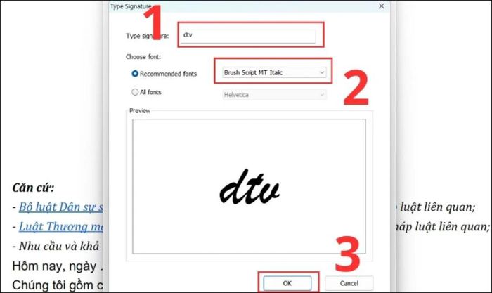 Hướng dẫn chèn chữ ký vào file PDF bằng Type Signature