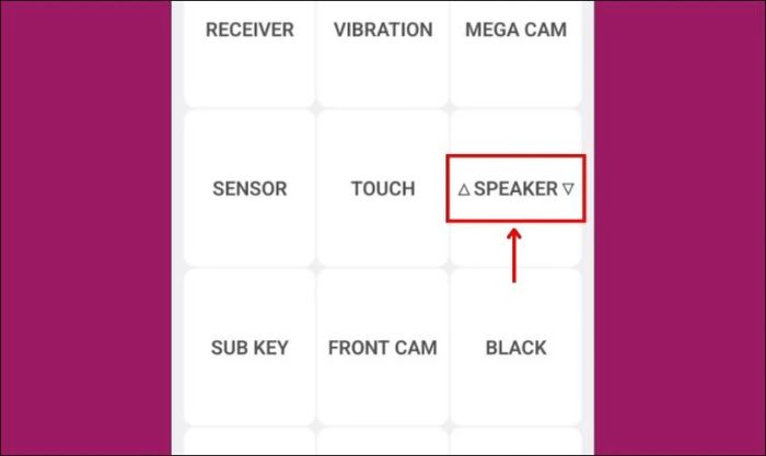 Nhấn vào mục Speaker để kiểm tra âm thanh của loa trên điện thoại cũ