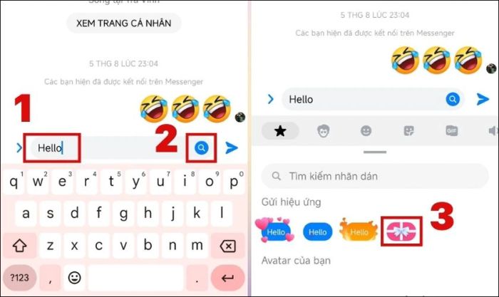 Chọn biểu tượng Kính lúp và Hộp quà như hình minh họa bên dưới