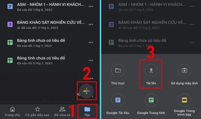 Bắt đầu quá trình tải dữ liệu lên