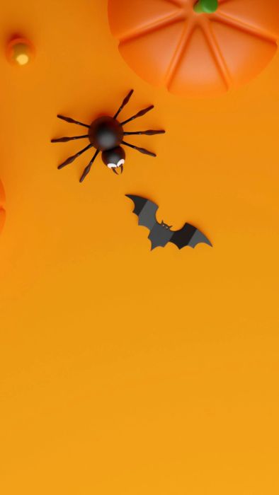 Hình nền Halloween cho điện thoại tông cam với con nhện