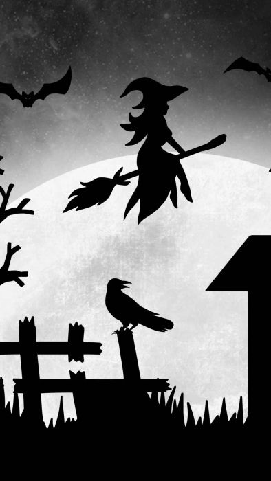 Hình nền Halloween dành cho điện thoại với tông đen phù thủy