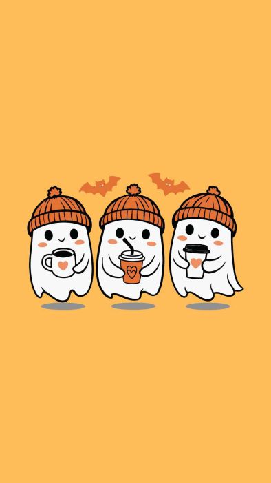 Hình nền Halloween cho điện thoại dễ thương với hình con ma