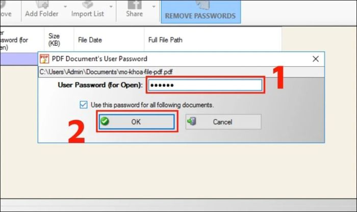 Hãy nhập khẩu file PDF và chọn OK để bắt đầu thao tác.