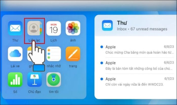 Chọn mục Danh bạ