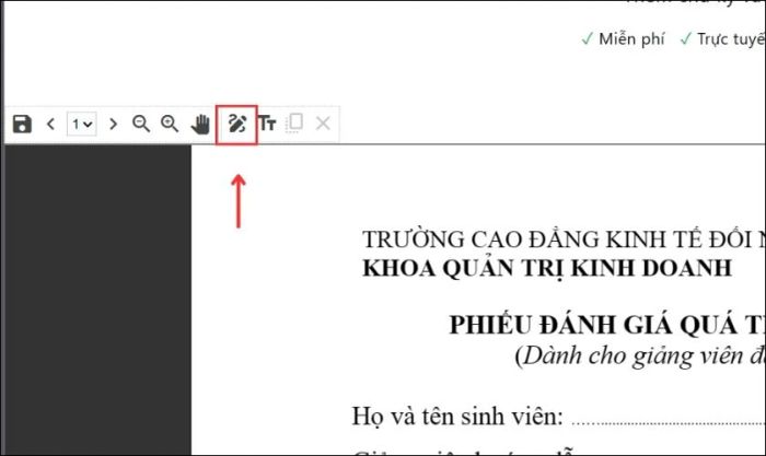 Nhấn vào biểu tượng cây bút