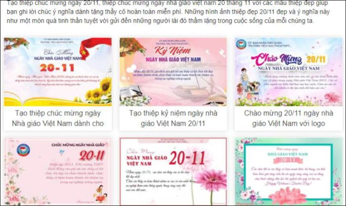Hướng dẫn tạo thiệp 20/11 online trên website Thiệp mừng