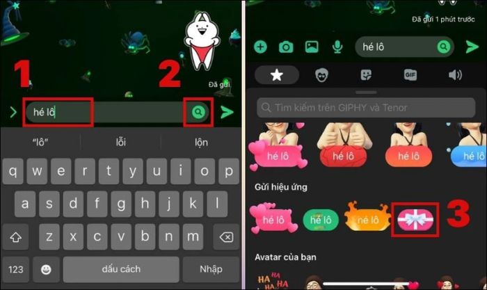 Hướng dẫn tạo hiệu ứng tin nhắn hộp quà Messenger trên điện thoại iPhone