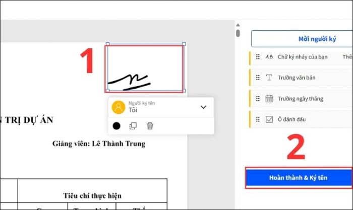 Di chuyển chữ ký đến vị trí mong muốn và nhấn Hoàn thành & ký tên