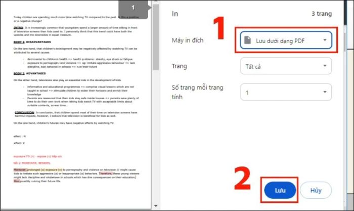 Nhấn Lưu dưới dạng PDF và chọn Lưu để lưu lại file PDF đã mở khóa.